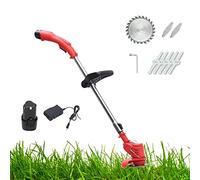 Electric Rotary Lawn Mower, Cordless, Cutting Width, Close Edge Cutting, Rear Roller, Manual Height Adjust, Foldable Handles, Easy to Maneuver