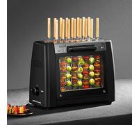 Electric Rotating BBQ Grill, 360° Automatic Vertical Rotation with Timing Function, Mid-Cook Seasoning Addition, Smokeless Design for Home and Party Use