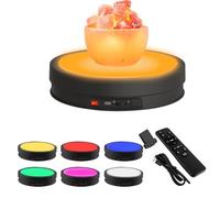 Electric Rotating Display Stand 360° Rotatable Turntable Remote Control 22cm, 50KG Load-Bearing Capacity, 6 Color LED Light for Product Display, Live Broadcast, Photography (Black)