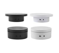 Electric Rotating Display Turntable for Jewelry Product Showcase - Adaptable Speed Compact 14 X 14 X 4.5 Cm Abs Stand White or Black(C)