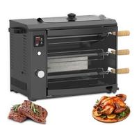 Electric Rotating Kebab Skewer Machine 2100W, Smokeless Grill for Doner Chicken and Fish, 38L Auto Rotating Rotisserie, 2 Layer, 3 Fork Design for Brazilian BBQ