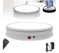 Electric Rotating Luminous Display Stand with Three-Color Adjustable Light - 20-60s Per Revolution, 50kg Load Capacity, Remote Control | 42cm Rotating Turntable for Product Displays,White