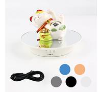 Electric Rotating Turntable for Photography, 90° 180° Motorized Rotating Stand Display for Live Video with 5 Backgrounds for Display Jewelry, Watch (White)
