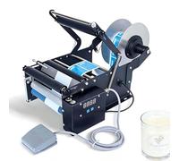 Electric Round Bottle Labeling Machine, Semi-Automatic Bottle Label Applicator 20-40pcs/Min, Digital Adjustment + Foot Pedal For Cosmetics Beverage Wine, Fits Φ20-100mm Height ≤200mm(Standard)