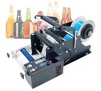 Electric Round Bottle Labeling Machine, Sticker Label Printer Packer, 20-40pcs/min Label Width 160mm for Glass Plastic Metal Bottles