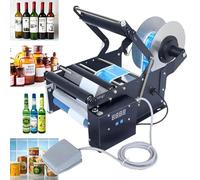 Electric Round Bottle Labeling Machine with Foot Pedal for Glass, Plastic, Metal Bottles - High Speed 20-40 pcs/min
