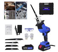 Electric Sabre Saw, 21V MAX Cordless Brushless Reciprocating Saw with Li-Ion Battery and 4 Saw Blades, Variable Speed Electric Saw, Tool Free Blade Change, LED Light, Ideal for Wood and Metal Cutting