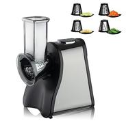 Electric Salad Machine, Electric Cheese Grater, 200 W Vegetable Shredder 4 Interchangeable Blades, One Button Control and Easy to Clean, for Cheeses and Nuts Cookie, Chips and Fruit