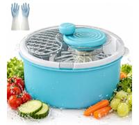 Electric Salad Spinner and Produce Washer, 2-in-1 Fruit Cleaner Spinner Bowl, Automatic Lettuce Dryer for Vegetables, Berries, Large Capacity, Detachable Easy-Clean Design (Blue - Manual)