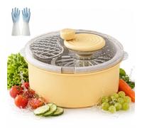 Electric Salad Spinner and Produce Washer, 2-in-1 Fruit Cleaner Spinner Bowl, Automatic Lettuce Dryer for Vegetables, Berries, Large Capacity, Detachable Easy-Clean Design (Yellow - Manual)