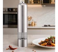 Electric Salt and Pepper Grinder Automatic Battery Stainless Steel Pepper Mill Shakers Adjustable Coarseness Easy Filling Upgraded Larger Capacity Spice Grinder Kitchen Gadgets Round Head