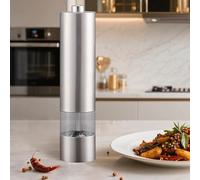Electric Salt and Pepper Grinder Automatic Battery Stainless Steel Pepper Mill Shakers Adjustable Coarseness Easy Filling Upgraded Larger Capacity Spice Grinder Kitchen Gadgets Flat Head