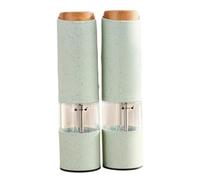 Electric Salt and Pepper Grinder Set, Electric Salt and Pepper Grinder Set, Battery-Operated Mill with Adjustable Coarseness, Led Light, One-Touch Operation (Green, 2pcs)