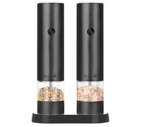 Electric Salt and Pepper Grinder Set, Rechargeable with Led Light, Automatic Grinder Bottle, Adjustable Coarseness Salt Chili for Kitchen BBQ Cooking, Modern Mill 3.94x2.76x7.68 Inches