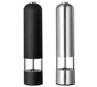 Electric Salt and Pepper Grinder Set, Stainless Steel Automatic Pepper Mill with Adjustable Coarseness, LED Light, Refillable Spice Grinder for Kitchen Cooking