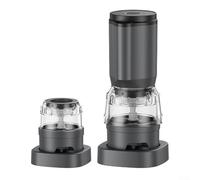 Electric Salt and Pepper Grinder Set with Adjustable Coarseness, Rechargeable 1300mAh Battery, One-Touch Operation, USB Charging, Construction, Versatile for Grinding Herbs and Spices (Grey)