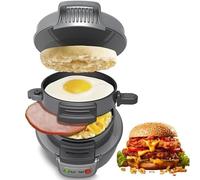 Electric Sandwich Maker, Muffin Burger Maker & Grilled Sandwich Toaster Machine with Egg Cooker Ring, Non-Stick Cooking Plates, Hamburger, Snacks