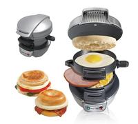 Electric Sandwich Maker, Muffin Burger Maker & Grilled Sandwich Toaster Maker, with Egg Cooker Ring, Non-Stick Cooking Plates, Perfect for Hamburger, Snacks, Quick Breakfast (Gray)