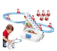 Electric Santa Claus Climbing Ladder - Battery Powered Christmas Decoration | Musical Animated Santa Doll Toy with Moving Track Slide Stairs, Fun Interactive Holiday Decor for Kids and Family