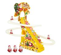 Electric Santa Claus Climbing Ladder - Battery Powered Christmas Decoration | Musical Animated Santa Doll Toy with Moving Track Slide Stairs, Fun Interactive Holiday Decor for Kids and Family
