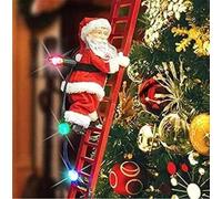 Electric Santa Claus Decoration with Music and LED Light for Christmas Tree - Climbing Santa on Ladder Hanging Ornament