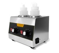 Electric Sauce Warmer with 2 * 600ml Squeeze Bottle, Commercial Sauce Warmer 30~80°C Temperature Adjustable, 400W Rapid Heating for Chocolate/Cheese/Ketchup and Fudge