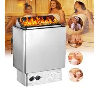 Electric Sauna Heater(for 2-13m³), Stainless Steel Sauna Heating Stove with Internal Controller, Timer: 0-180 Min, Temperature: 0-110℃, for Home Hotel Spa Shower Steam Room,9KW