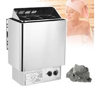 Electric Sauna Heater with Internal Controller and Timer for Home Sauna Rooms, 6.0KW Power, 0-110°C Range, 0-180 Min Timer, Stainless Steel Build