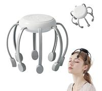 Electric Scalp Massager Octopus Head Massager, Rechargeable Cordless 360° Scalp Massager with 8 Massage Nodes&5 Modes, Deep Tissue Head Massager for Stress Relief, Relaxation&Sleep Improvement (White)