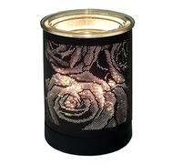 Electric Scented Oil Burner and Wax Tart Melter Aroma Fragrance Diffuser Lamp with Black Rose Design