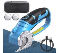 Electric Scissors - Cordless 4V Rechargeable Fabric Cutter with Dual Secure Boot & 2 Self-Sharpening Blades for Cardboard, Leather, Plastic Cutting
