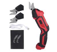 Electric Scissors Cordless Cutter, 4.2V 2000mAh Battery, Black Red, Portable Fabric Cutter - High Speed 11000rpm, LED Light for Fabric Leather Carpet Cardboard (with Alloy Blade(2pcs))