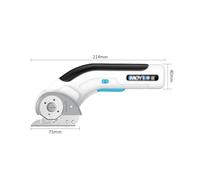 Electric Scissors, Portable Rechargeable Fabric Cutting Tool, White and Black, 214x40x75mm, with Protective Shield and Lock Button for Tailoring, Carpet, Curtains