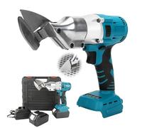 Electric Scissors with Adjustable Speed and Irradiation Lamp, Cordless Shears with 2 Batteries for Cutting Metal Sheets, Leather, Carpets, Punched Sheets