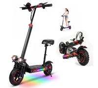 Electric Scooter for Adults, 48V 18Ah Battery 45-50KM Range | 11" Off-Road Pneumatic Tires, Dual Suspension Folding E-Scooter with Front & Rear LED with Brake Light Max Load 150kg
