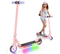 Electric Scooter for Kids 5.5" Solid Glowing Tire Kids Electric Scooter for Age 6-12 with Colorful LED Lights 150W Motor 6-8KM Range 12KM/H Speed Dual Brakes Kid E Scooter Max Load 60KG