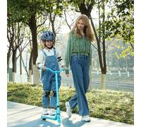 AIYAPLAY Electric Scooter for Kids 4-7, with Auxiliary Rear Wheels, Blue, Blue