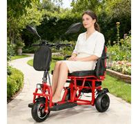 Electric Scooter For The Elderly, Featuring A Practical Front Basket For Adults Easy To Use A Practical Aluminium Folding Electric Scooter, Suitable For The Elderly,Red