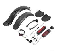 Electric Scooter Mudguard with Tail Light Bracket for Xiaomi Pro 2, Reflective ABS Rear Kit, Guard Side Cover Set(Black And Red Set)