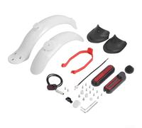 Electric Scooter Mudguard with Tail Light Bracket for Xiaomi Pro 2, Reflective ABS Rear Kit, Guard Side Cover Set(White And Red Set)