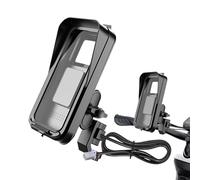 Electric Scooter Phone Holder, Waterproof Handlebar Mount with Rain Cover, Cycling Accessory for Driving, Road Navigation, GPS Viewing, Video Recording, Calling, Entertainment, Black, Red