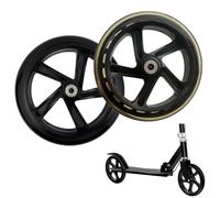 Electric Scooter Wheels PU Silent Scooter Wheels, 125/145/180/200mm Solid Tires Scooter Skate Wheels with Hubs For Wagon, Trolleys(200mm*40mm black)