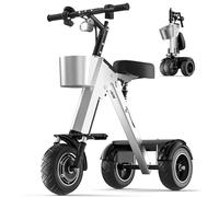 Electric Scooter with Seat for Adults,Powered Scooter 3 Wheels Foldable Trike,3 Speed Settings, Reverse Function,36V 10A Battery, LED Display,10-Inch Tires - Perfect for Commuting & Travel