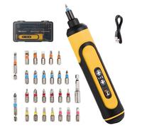 Electric Screwdriver Rechargeable, 4V Cordless Screwdriver,With 3 gear torque adjustment and 26 Bits, Extension Rod, USB Charging Cable in Carrying Case, Suitable for furniture or appliance repair