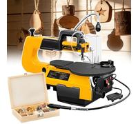 Electric Scroll Saw - 180W Variable Speed Woodworking Jigsaw with 0-45° Tilting Table & LED Light, Includes Foot Switch for Detailed Crafting