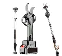 Electric Secateurs - Cordless Pruning Shears for Gardening, 50mm Cutting Capacity, Telescopic Tree Pruner, Long Reach Power Tools with 2 Batteries