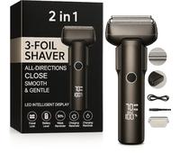 Electric Shaver 2000 Series - Wet & Dry 5-Blade Foil Razor for Men, IPX7 Waterproof, LCD Display,with SkinProtect Technology in Space Grey Cordless 7th Gen Rechargeable Shaver (Model-MS2409)