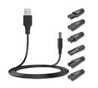 Electric Shaver Charger Kit 7Pcs - Universal USB Replacement Charger Cable with 6 Adapters & 5V Power Cord for Beard Trimmers,Hair Clippers,Razors Travel Ready,Compatible with Braun,Remington