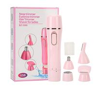 Electric Shaver for Women, USB Cordless 4 in 1 Painless Hair Removal Razor for Legs Bikini Facial Nose Ears Eyebrows Body Hair Trimmer for Body Face Beard Eyebrows Ear Nose Lips Chin