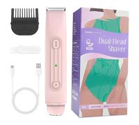 Electric Shaver for Women - Waterproof Intimate Shaver, Portable Battery Shaver with Double Head for Home On the Go Armpits Intimate Area Bikini